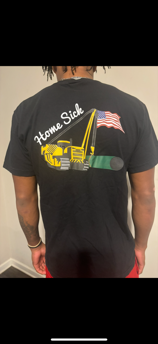 Black “Home Sick” side boom T-Shirt