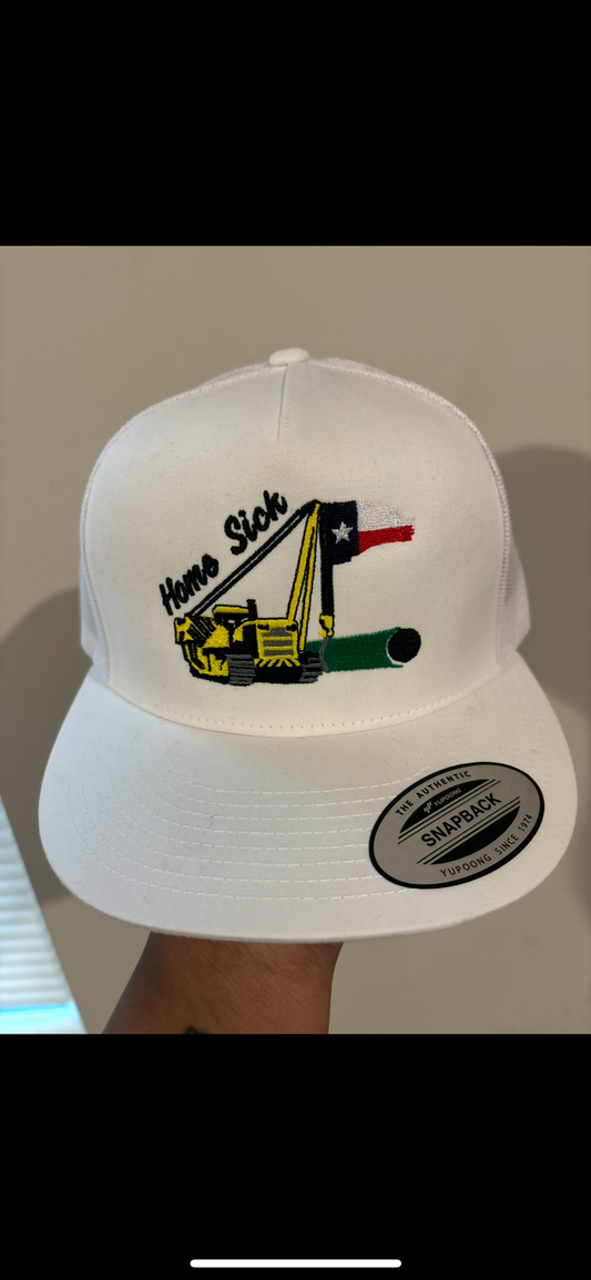 White “Home Sick” side boom W/Texas flag
