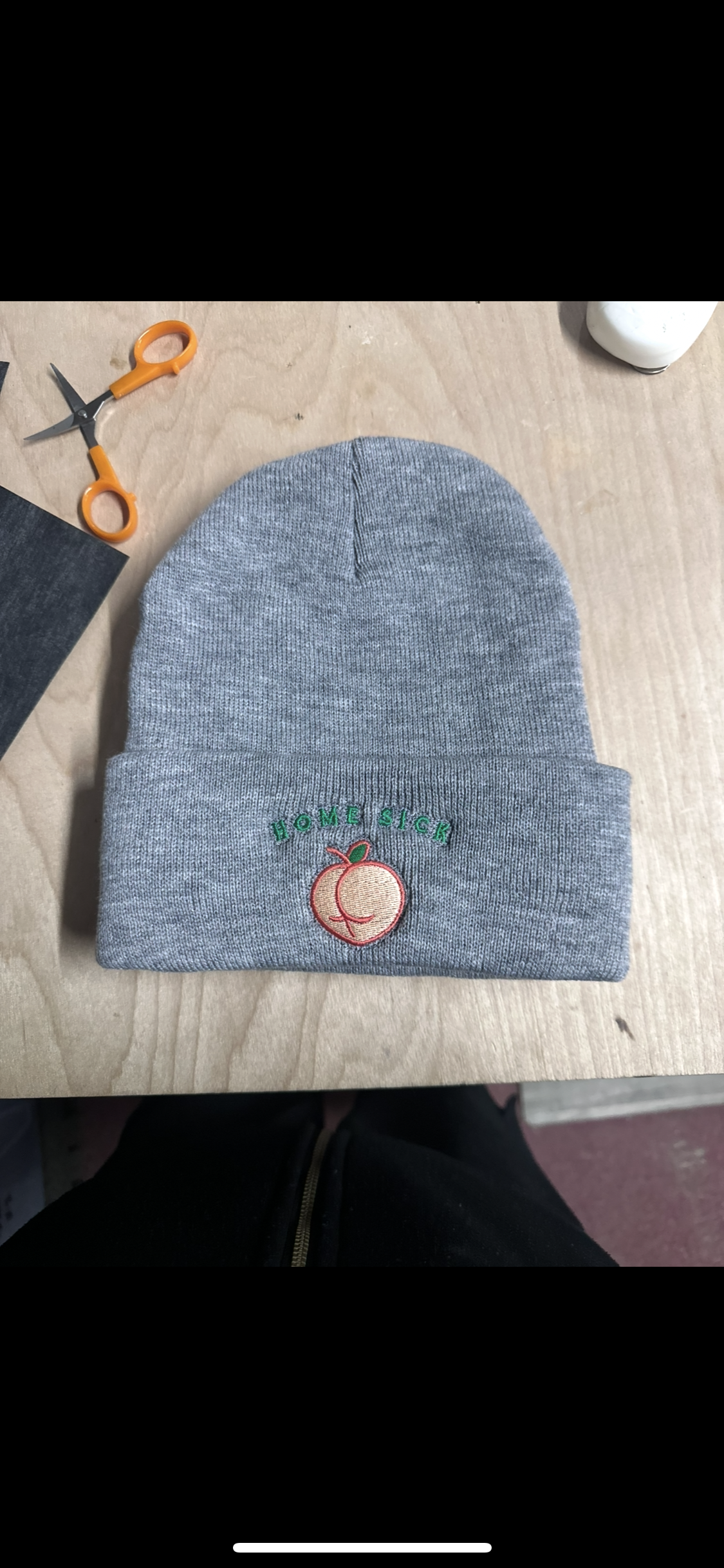 Grey “A$$/peach” beanie