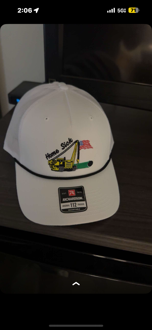 White W/Black Band “Home Sick” side boom